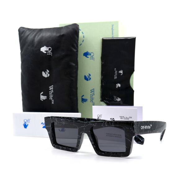 NEW! OFF-WHITE OER1017 1107 BLACK MARBLE GREY AUTHENTIC SUNGLASSES - Picture 4 of 12